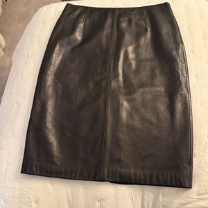 Siena Studio Black Leather Knee Length Skirt NWOT Size 10